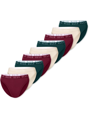 ELLE Slip High Leg Logo in dunkelgrün, beige, dunkelrot