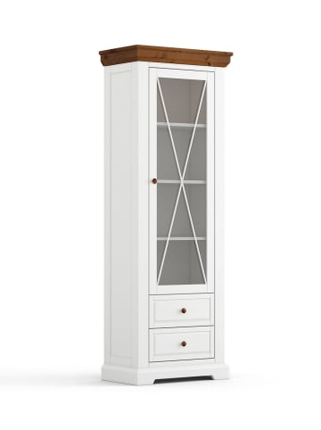 Feldmann-Wohnen Standvitrine Marone Elite Weiß / Kiefer Tabak 70 / 41 / 200cm