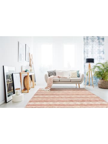 Kayoom Kurzflor Teppich Bohist 225 in rosa - creme - quadratisch
