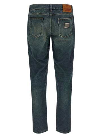 Dolce & Gabbana Blau Baumwolle Straight-Leg Jeans
