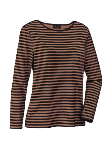 GOLDNER Kurzgröße: Jerseyshirt im Streifen-Look in schwarz / milchkaffee / geringelt