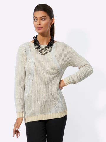 creation L Langarm-Pullover in sand-silberfarben-gemustert