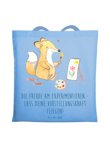 Mr. & Mrs. Panda Tote Bag Die Freude am Experimentieren mit Spruch in Sky Blue