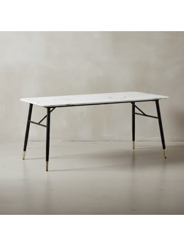 KADIMA DESIGN Esszimmertisch 180x90x76 cm Esstisch in Marmor-Optik Modern, in Weiß