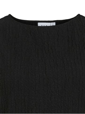 Vila Strukturiertes Bluse Top mit Rundhals Crepe Design in Schwarz