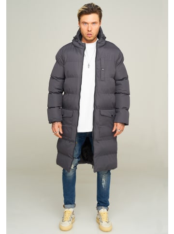 behype Wintermantel LONGLINE PUFFER PARKA in dunkelgrau