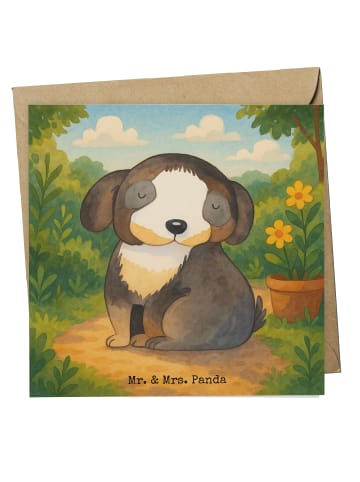 Mr. & Mrs. Panda Grußkarte Hund Entspannen Design ohne Spruch in Weiß