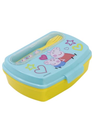 Peppa Pig Peppa Pig Kinder Brotdose mit Besteck – Lunchbox Pausenbox in Gelb