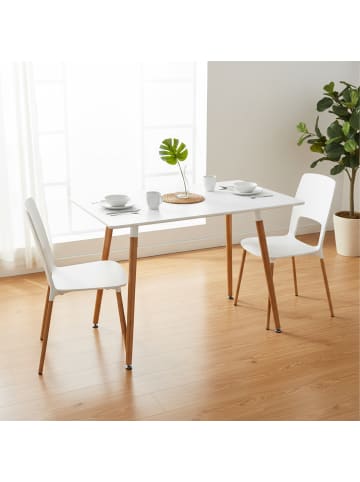 relaxdays Esstisch in Weiß/ Natur - (B)110 x (H)75 x (T)70 cm