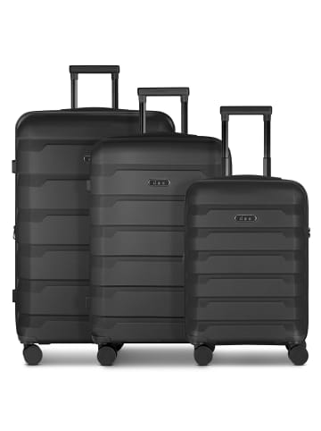 D&N South Dakota 4 Rollen Kofferset 3-teilig mit Dehnfalte in black