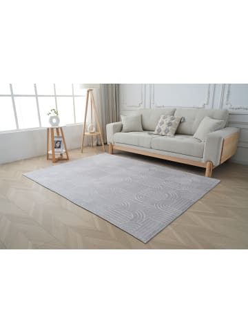 Vivorum Wohnzimmer Teppich – Kurzflorteppich Calma 125 in Silber