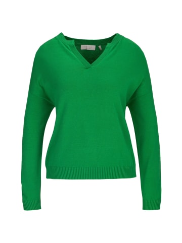 Rich & Royal V-Ausschnitt-Pullover V-Neck With Placket in grün