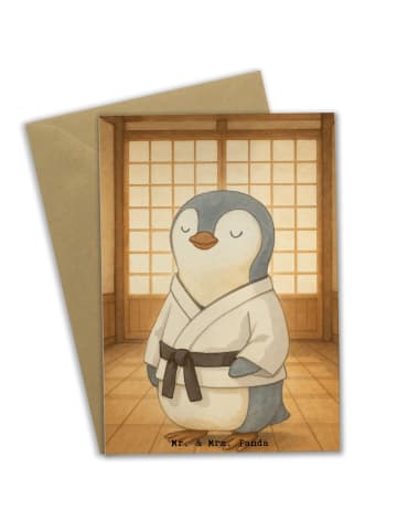 Mr. & Mrs. Panda Grußkarte Pinguin Karate Design ohne Spruch in Weiß