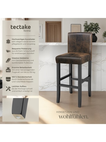 tectake Barstuhl aus Kunstleder, gepolstert mit Rückenlehne