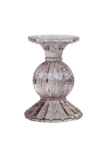 Chic Antique Kerzenhalter mit Perlkante Glas Taupe 14x10 cm