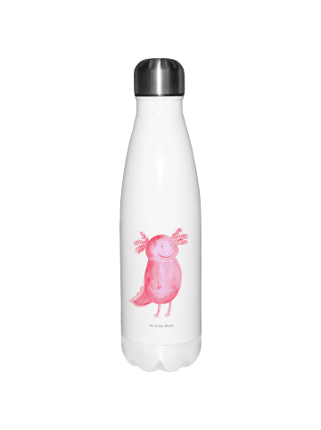 Mr. & Mrs. Panda Sport Trinkflasche Axolotl Glücklich ohne Spruch in Weiß