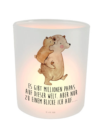 Mr. & Mrs. Panda Windlicht aus Glas Papa Bär mit Spruch in Transparent