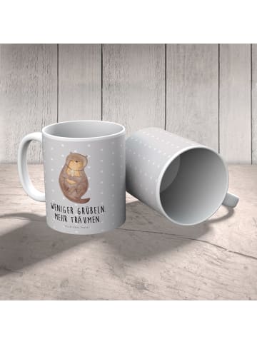 Mr. & Mrs. Panda Kindertasse Otter Muschel mit Spruch in Grau Pastell