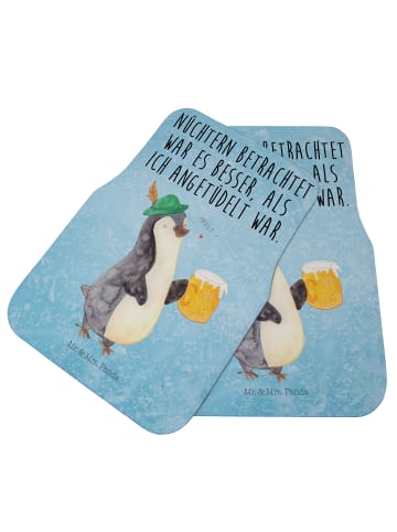 Mr. & Mrs. Panda Automatte Pinguin Bier mit Spruch in Eisblau