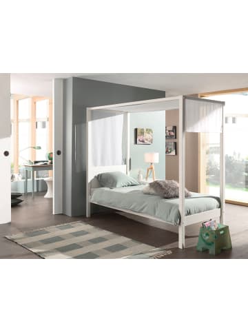 58 aufm Kessel HIMMELBETT Katerína 208x191x98 aus Massivholz in Weiß