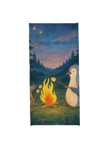 Mr. & Mrs. Panda Strandtuch Pinguin Lagerfeuer Design ohne Spruch in Weiß