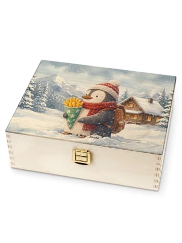 Mr. & Mrs. Panda Teedose Pinguin Winter Pommes Design ohne Spruch in Weiß