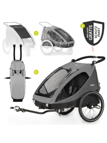 Hauck 2in1 Fahrradanhänger Sparset Dryk Duo - für in grau1