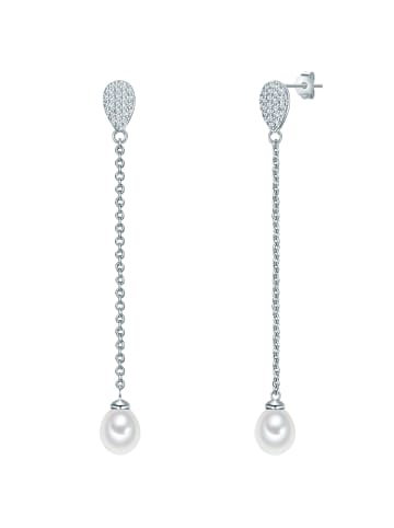 Valero Pearls Ohrstecker Sterling Silber Zirkonia Süßwasser-Zuchtperle in silber