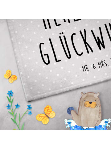 Mr. & Mrs. Panda Handtuch Bär Baby mit Spruch in Grau Pastell