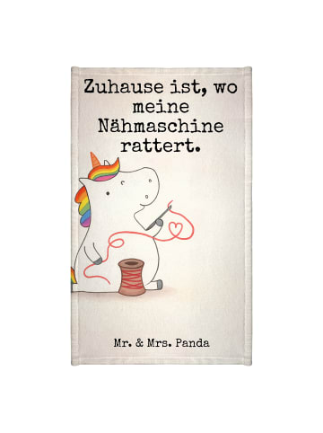Mr. & Mrs. Panda Gästehandtuch Einhorn Näherin Design mit Spruch in Weiß