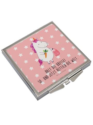 Mr. & Mrs. Panda Klappbarer Spiegel Einhorn Gemüse mit Spruch in Rot Pastell