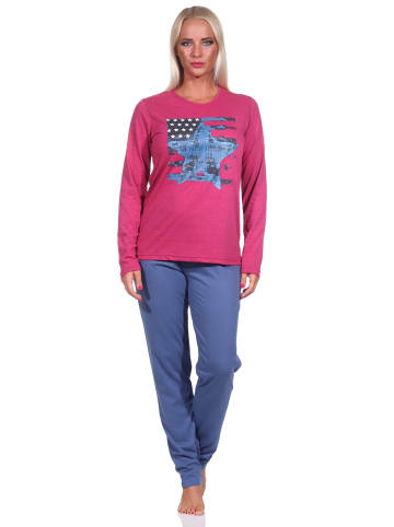 NORMANN langarm Schlafanzug Pyjama Sterne - 70425 in beere