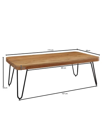KADIMA DESIGN Couchtisch BAGLI Massiv-Holz 115 cm breit Wohnzimmer-Tisch in Akazie