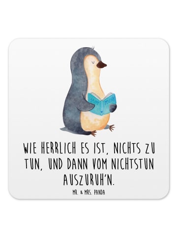 Mr. & Mrs. Panda Bierdeckel Pinguin Buch mit Spruch in Weiß