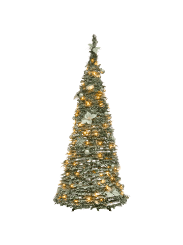 Beliani Weihnachtsbaum FIRVANA in Weiß/Grün/Silber - (W) 80 x (H) 185 x (L) 80 cm