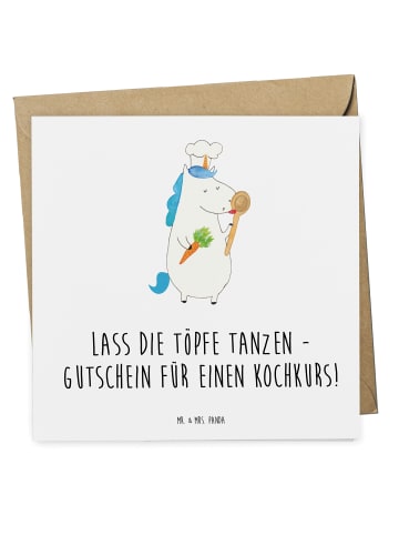 Mr. & Mrs. Panda Gutschein Kochkurs Freude mit Spruch in Weiß