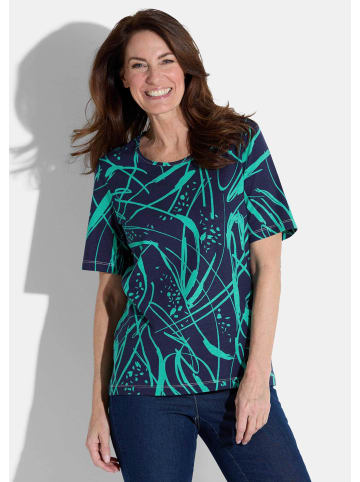 GOLDNER Kurzgröße:  Shirt in marine / türkis / gemustert