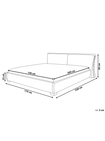 Beliani 2-tlg Doppelbett PARIS in Grau/Silber