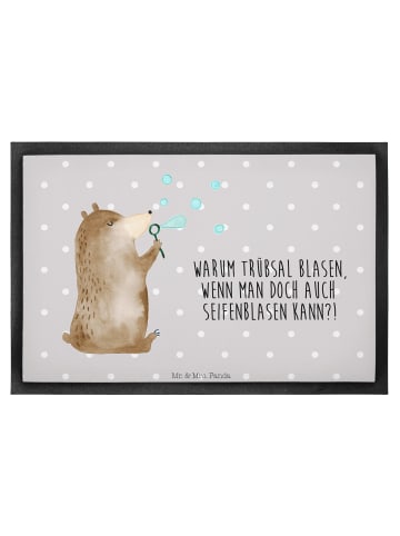 Mr. & Mrs. Panda Schmutzfangmatte Bär Seifenblasen mit Spruch in Grau Pastell