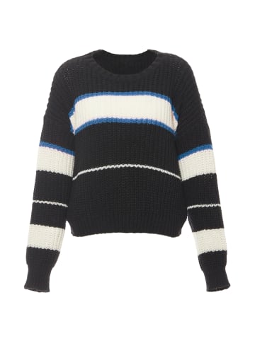 myMo Damen Pullover in SCHWARZ WOLLWEISS TÜRKIS