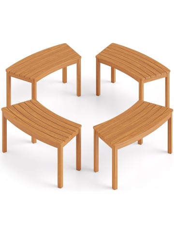 COSTWAY Gartenbank Holz 4er Set in Braun
