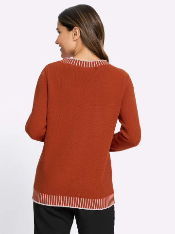 Sieh an! Rundhals-Pullover in rostrot