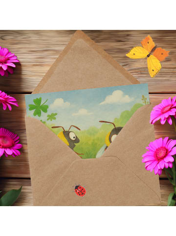 Mr. & Mrs. Panda Grußkarte Hummeln Kleeblatt Design ohne Spruch in Weiß