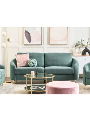 Beliani 3-Sitzer Sofa TROSA in Grün/Gold - (W) 203 x (H) 88 x (L) 86 cm