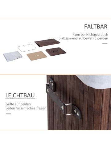 HOMCOM Wäschekorb-L40 x B30 x H60 cm-Dunkelbraun