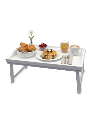 relaxdays Betttablett in Weiß - (B)50 x (H)20 x (T)30 cm