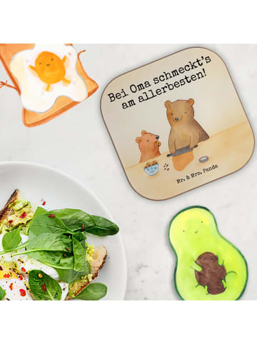Mr. & Mrs. Panda Untersetzer Glas Oma Backen Design mit Spruch in Weiß