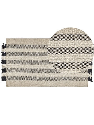 Beliani Kurzflor TACETTIN in Weiß/Schwarz - (W) 80 x (H) 1 x (L) 150 cm