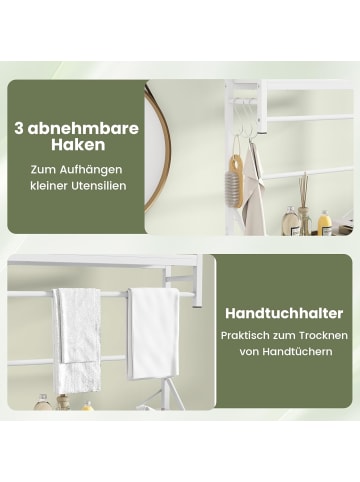 COSTWAY 3-stöckig Toilettenregal 64 x 24 x 162 cm in Weiß