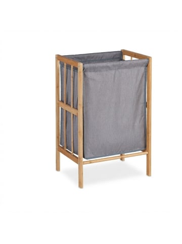 relaxdays Wäschekorb in Natur/ Grau - (B)39 x (H)60 x (T)30 cm